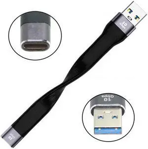 Cablecc 10Gbps USB 3.1 Type C Female to USB3.0 Type A Male Flat Slim FPC Data Cable 13cm for Laptop  Phone