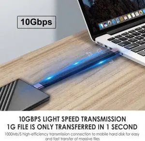 CY 10Gbps USB 3.1 Type C Female to USB3.0 Type A Male Flat Slim FPC Data Cable 13cm for Laptop  Phone