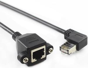 Cablecc CY UT-011-RI Right Angled 90 Degree 8P8C FTP STP UTP Cat6 Male to Female Lan Ethernet Network Extension Cable with Panel Mount Holes