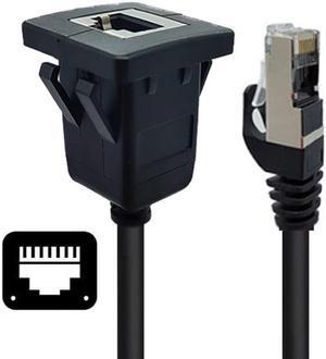 Jimier CY UT-016-1.0M Waterproof Dustproof Latch Locking CAT6 RJ45 Male to Female Lan Ethernet Network Extension Cable Car Panel Mount Design