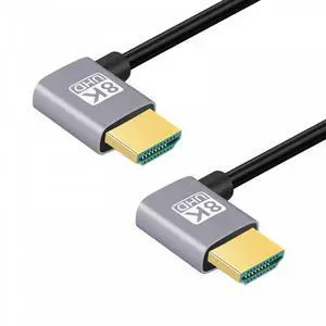 CY HDMI 2.1 Ultra Thin HDTV Cable 8K 4K Hyper Super Flexible Slim Cord Left Angled to Left Angled 90 Degree Type-A  for Computer HDTV