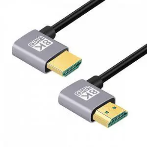 CY HDMI 2.1 Ultra Thin HDTV Cable 8K 4K Hyper Super Flexible Slim Cord Left Angled to Right Angled 90 Degree Type-A  for Computer HDTV