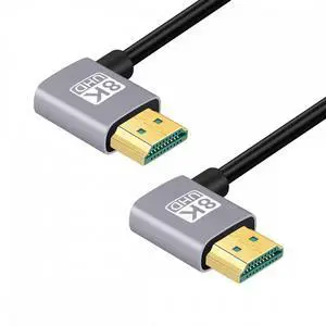 CY HDMI 2.1 Ultra Thin HDTV Cable 8K 4K Hyper Super Flexible Slim Cord Right Angled to Right Angled 90 Degree Type-A  for Computer HDTV