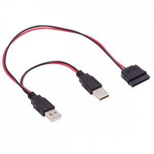 Chenyang DC 5V Dual USB to SATA 15Pin Power Cable for 2.5 inch SATA HDD SSD Disk Driver 5V 2A Max