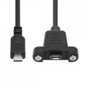 Chenyang USB2.0 Micro 5Pin Female to Type-C USB-C Male Power Cable 480Mbps Data with Panel Mount Holes 50cm