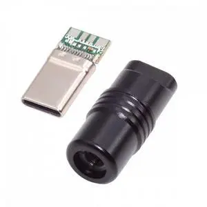 Chenyang USB 3.1 Type-C Male Plug Connector Solder Type with Aluminum Alloy Shell Black Customization for 4.0mm~6.0mm Cable