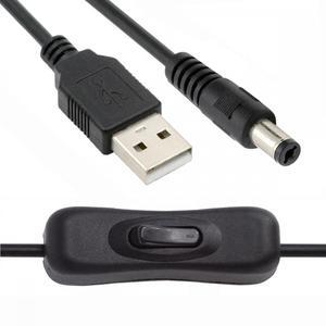 Chenyang DC 5.5x2.1mm Plug to USB Type-A Cable with On Off Power Switch Button for DC 5V Desk Lamp Fan Camera