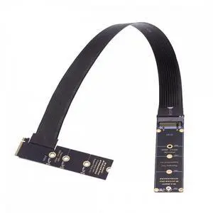 CY NGFF M-Key NVME Male to Female Extension PCI Express Cable 30cm Right Angled Type 90 Degree PCI-E 4.0 for Mainboard SSD 2230/2242/2260/2280
