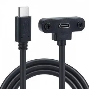 Chenyang USB-C 480Mbps Type-C Male to Up Angled Female Extension Data Screw Locking Cable for Camera VR