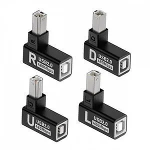 Chenyang 4pcs/lot USB 2.0 Type-B Male to Female Extension Adapter Horizontal Vertical Angled 90 Degree for Printer Scanner