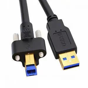 CY USB 3.0 Type-A Male to Type-B Thumbscrew Standard Male Mount Panel Type for Industrial Camera Robot Scanner Disk