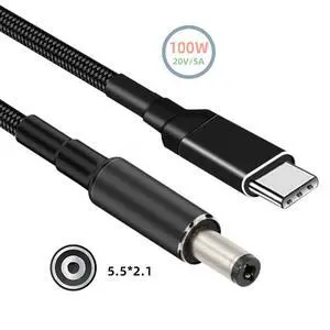 Chenyang 100W Type C USB-C Input to 20V DC 5.5*2.1mm Output Power 20V 5A 65W PD Charge Cable for Laptop