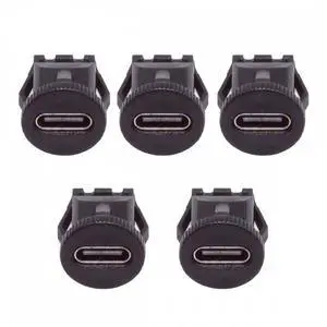 CY 5pcs/set DIY OEM Type C Female Socket Connector to 6Pin PCBA Pinout Round Latch Mount Type DC 5V/20V PD Power IP67