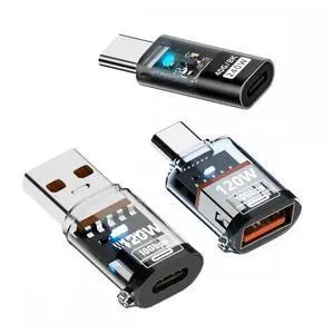 Chenyang 3pcs/lot Type-C Smart LED USB-C to USB3.2 Type-A Adapter OTG 10Gbps 40Gbps 120W 240W Data Fast Charging Tester Detector