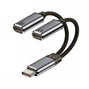 Chenyang USB-C Type-C Male to Dual Female Audio DAC AUX Music 16bit 48kHz & 100W PD Power Cable for Laptop Tablet Phone