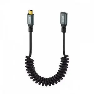 Chenyang Stretch Coiled USB-C USB4 Cable 20Gbps 100W 8K for Laptop Keyboard Tablet Type-C Male to Female Extension Cable Power & Data