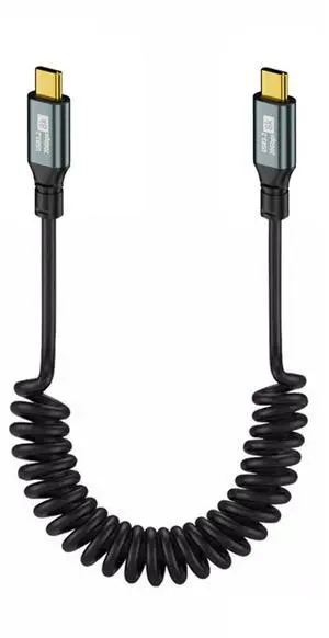 Chenyang Stretch Coiled USB-C USB4 Cable 20Gbps 100W 8K for Laptop Keyboard Tablet Type-C Male to Male Cable Power & Data