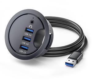 Chenyang USB 3.0 Hub Sound Card 3 Port USB 60mm Desk Grommet Splitter Dock Station Headphone Mic Audio Interface for Desktop PC