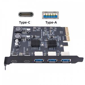 Chenyang 10Gbps Three Type-A USB3.0 Back Panel Socket & Dual USB3.1 Type-C USB-C to PCI-E Express Card Adapter ASM3142 VL822