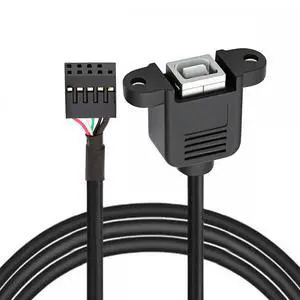 CY USB 2.0 Motherboard 9pin 10pin Header to Standard Type-B Female Extension cable with Nuts for Panel Mount