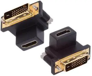 Chenyang 2pcs/lot Up & Down Angled 90 Degree DVI Male to HDMI Female 4K Adapter for Computer HDTV Graphics Card