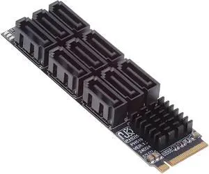 Chenyang NGFF NVME M-Key PCI Express M.2 to 9 Ports SATA 3.0 6Gbps Adapter Converter Hard Drive Extension Card 2280 for NAS Computer