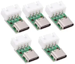 Chenyang 5pcs/set DIY OEM Type C Female Socket Connector to 4Pin Pitch=2.54mm Wafer Socket Horizontal USB2.0 Pinout DC 5V Power