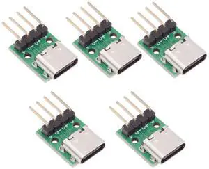 Chenyang 5pcs/set DIY OEM Type C Female Socket Connector to 4Pin Pitch=2.54mm Contact Header Horizontal USB2.0 Pinout DC 5V Power