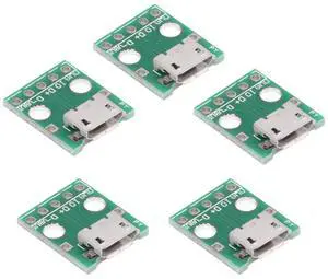 Chenyang 5pcs/set DIY OEM USB2.0 Micro-B Female Receptacle Socket Connector with Flange PCB Mounting Assembly Solder Type 480Mbps