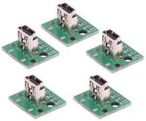 Chenyang 5pcs/set DIY OEM USB2.0 Mini-B Female Receptacle Socket Connector Vertical with PCB Mounting Assembly Solder Type 480Mbps