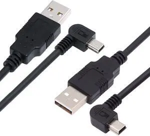 Chenyang 2pcs/lot Left & Right Angled Mini USB B Type 5pin Male 90 Degree to USB 2.0 Male Power Data Cable 50cm