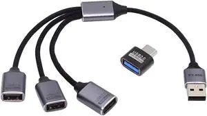 Chenyang USB 2.0 Type-A to 3 Ports Hub Cable Bus Power 1 to 3 Data for Laptop Desktop Phone Mouse Keyboard Printer Disk