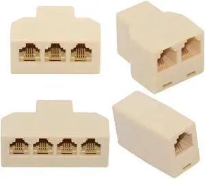Chenyang 4pcs/lot 1-in-2-out 1-to-3 1-to-4 Way Outlet 6P4C RJ11 RJ12 Telephone Phone Modular Jack Line Splitter Adapter Extender