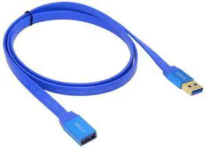 Chenyang Ultra Flat Slim USB 3.0 Type-A Male to USB3.0 A Female Cable Extension Blue 5Gbps for Disk SSD Camera Data