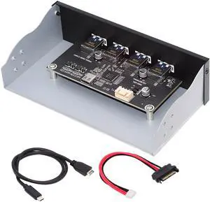 Chenyang 10Gbps USB 3.1 Type-A HUB 4 Ports Front Panel to Motherboard Type-E Connector Cable 10Gbps for 5.25" CD-ROM Bay Tray
