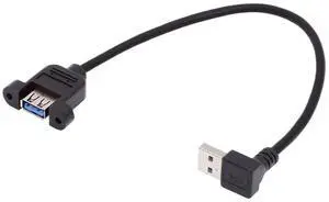 Chenyang Down Angled USB 3.0 Male to Female Type-A Panel Type Header Cable 90 Degree Connector 30cm