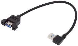 Chenyang Left Angled USB 3.0 Male to Female Type-A Panel Type Header Cable 90 Degree Connector 30cm