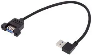 Chenyang Right Angled USB 3.0 Male to Female Type-A Panel Type Header Cable 90 Degree Connector 30cm