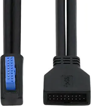 Chenyang Left Angled USB 3.0 20Pin 19Pin Male Low Profile to Female Extension 5Gbps Cable 90 Degree for Motherboard