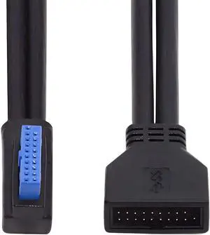 Chenyang Right Angled USB 3.0 20Pin 19Pin Male Low Profile to Female Extension 5Gbps Cable 90 Degree for Motherboard