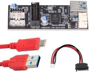 Chenyang Type-C USB-C & 19/20Pin Header to USB 3.0 20Pin & Type-E Dual Ports Female PCBA Type Adapter Splitter HUB 5Gbps