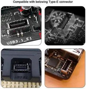 Chenyang Type-C USB-C Male to Type-E USB 3.1 Front Panel Header Female Motherboard Extension Data Adapter 90 Degree Angled