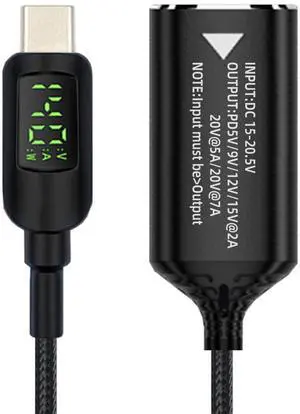Chenyang Rectangle Jack Thinkpad X1 Input to USB-C Type-C Power 140W Smart LED Display Charge Cable for Laptop Phone PD9V/5V/20V/7A