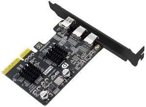 Chenyang PCI-E Express 4x & Mini Displayport 1.4 Input to Dual 10Gbps USB 3.1 Type-C USB-C & 4K 60hz Output Desktop Graphics Expansion Card Adapter ASM3142