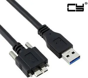CHENYANG 100cm USB 3.0 A type Cable Male to Micro USB 3.0 B Male with Mount Panel Screws for Hard Disk Mobile Phone