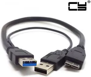 CHENYANG two USB3.0 A Male to Micro USB 3 Y cable for Mobile HDD