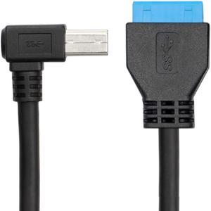CHENYANG 90 Degree Left angled USB 3.0 B Type Male to 3.0 Motherboard 19pin Header Cable 50cm