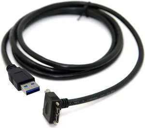 CHENYANG 1.2m 90 Degree Up Angled Micro USB Screw Mount to 3.0 Data Cable for Industrial Camera