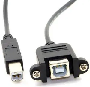 CY USB 2.0 B Type Male to Female Printer Scanner Hard Disk Extension Cable with Screws for Panel Mount 50cm U2-132-BK