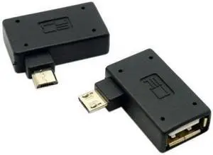 CHENYANG 2pcs 90 Degree Left  & Right Angled Micro USB 2.0 OTG Host Adapter with USB Power for Cell Phone & Tablet